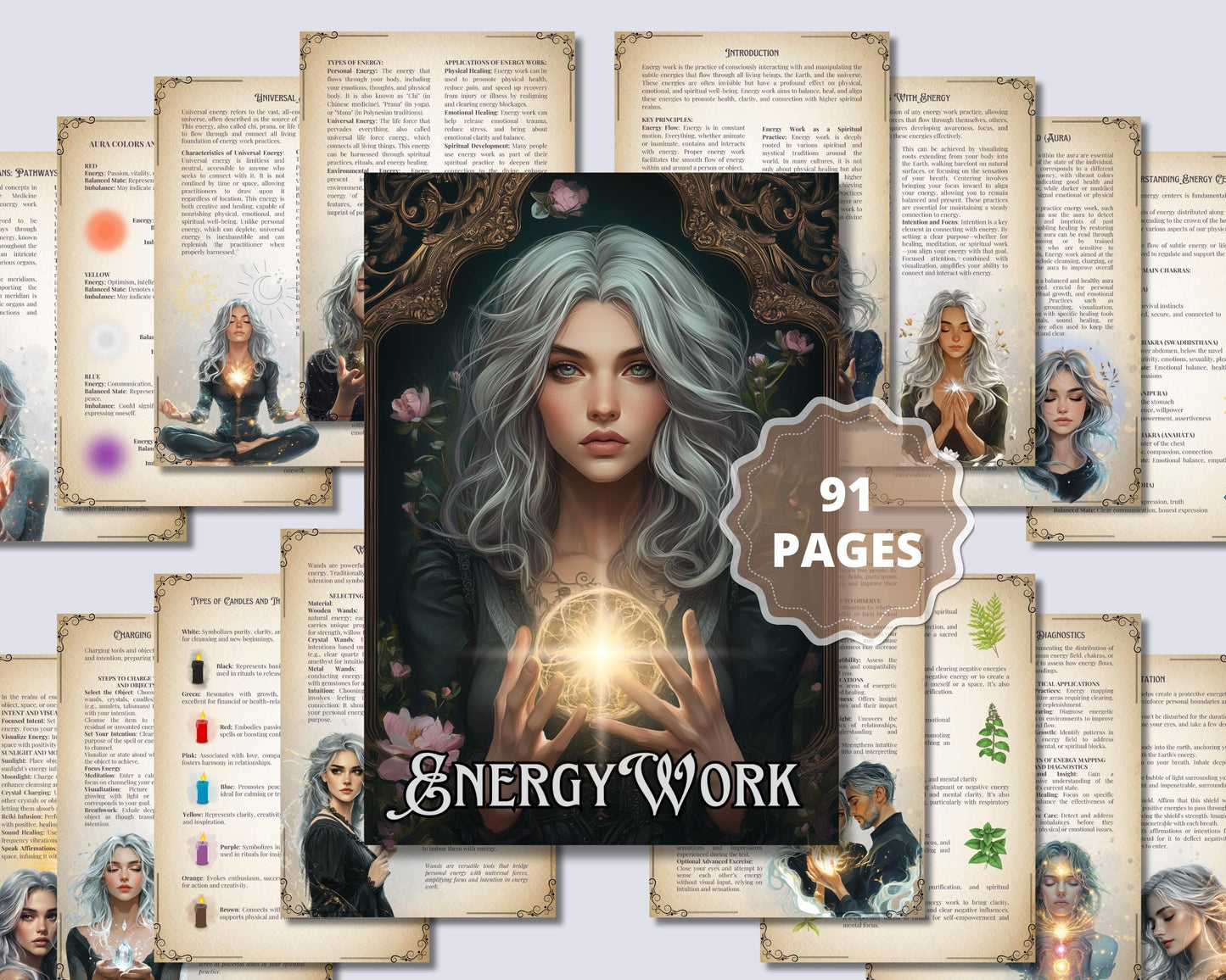 Energy Work Bundle. Complete Guide from Basic to Advanced, Energy Types, Healing, Protection, Tools, & More. Beautiful Printable Pages