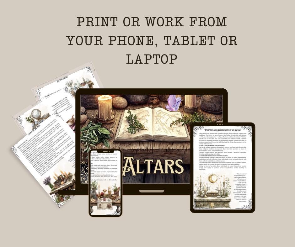 Altar Basics. Beautiful pages for your Grimoire or Book Of Shadows. Printable.