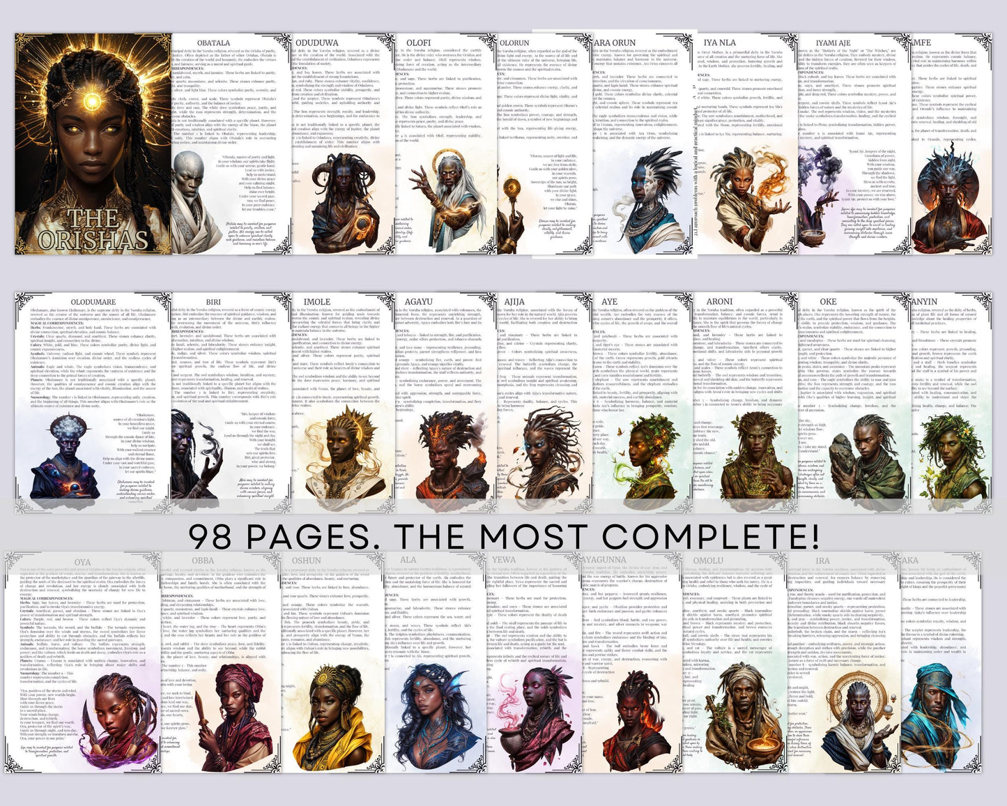 The Orishas Bundle. 83 Gods and Goddesses. Beautiful pages for your Grimoire or Book Of Shadows. Printable