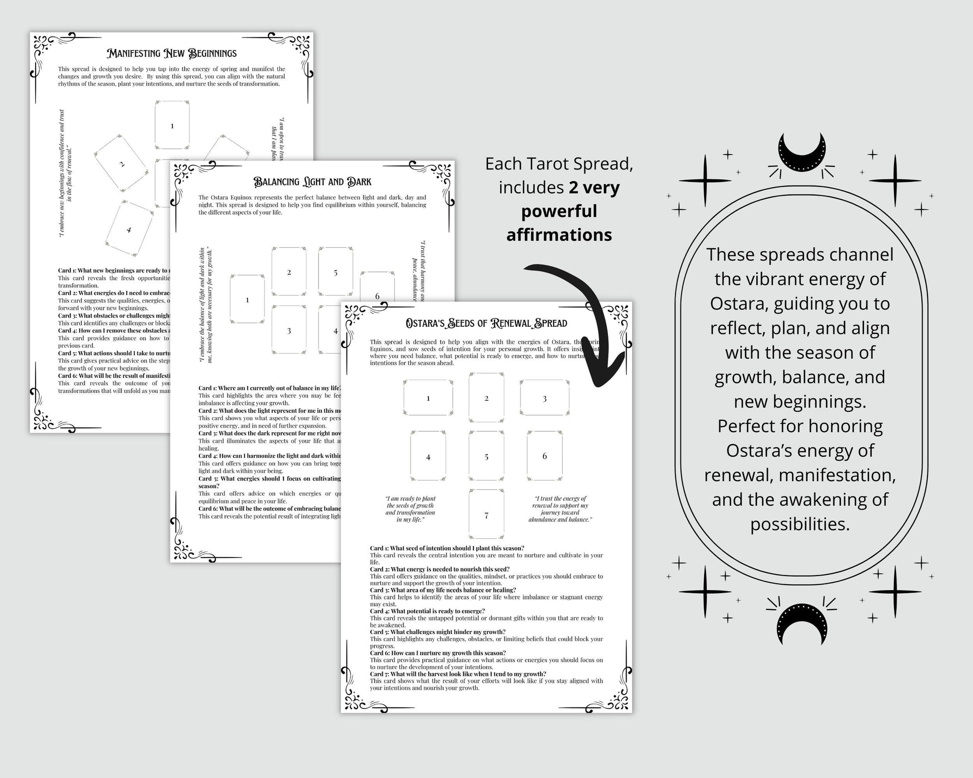 Ostara Tarot Spread Journal. 20 Tarot Spreads to Embrace the Energy of the Sabbat. Printable