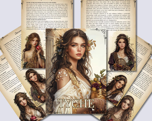 Tyche, Goddess of Fortune & Luck. Beautiful pages for your Grimoire or Book of Shadows. Printable.