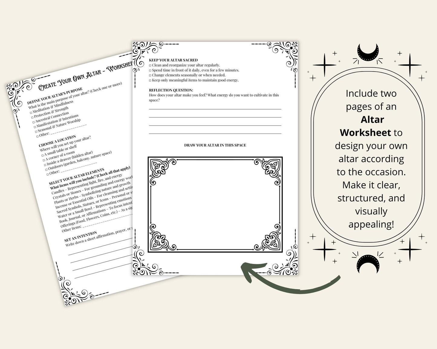 Altar Basics. Beautiful pages for your Grimoire or Book Of Shadows. Printable.