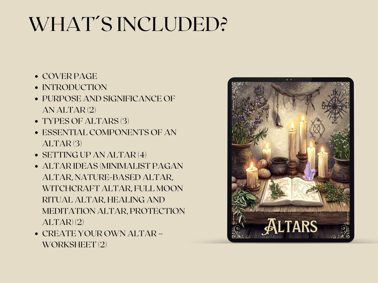 Altar Basics. Beautiful pages for your Grimoire or Book Of Shadows. Printable.