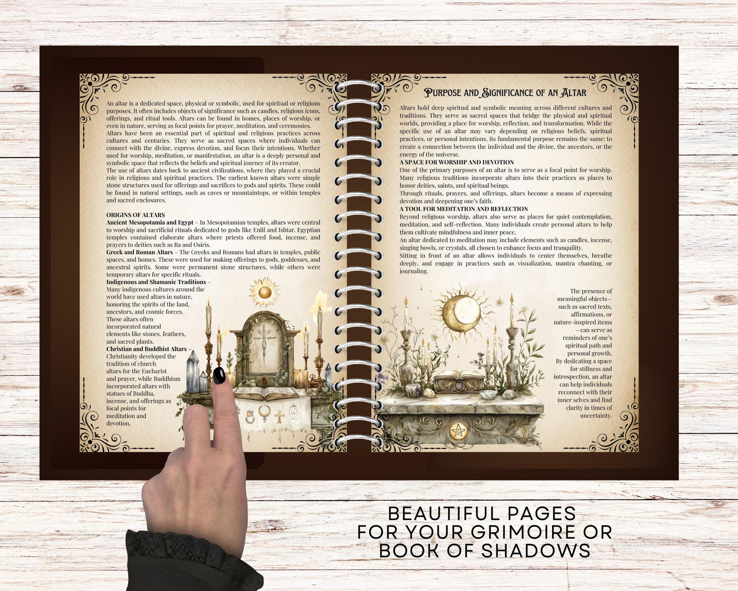 Altar Basics. Beautiful pages for your Grimoire or Book Of Shadows. Printable.