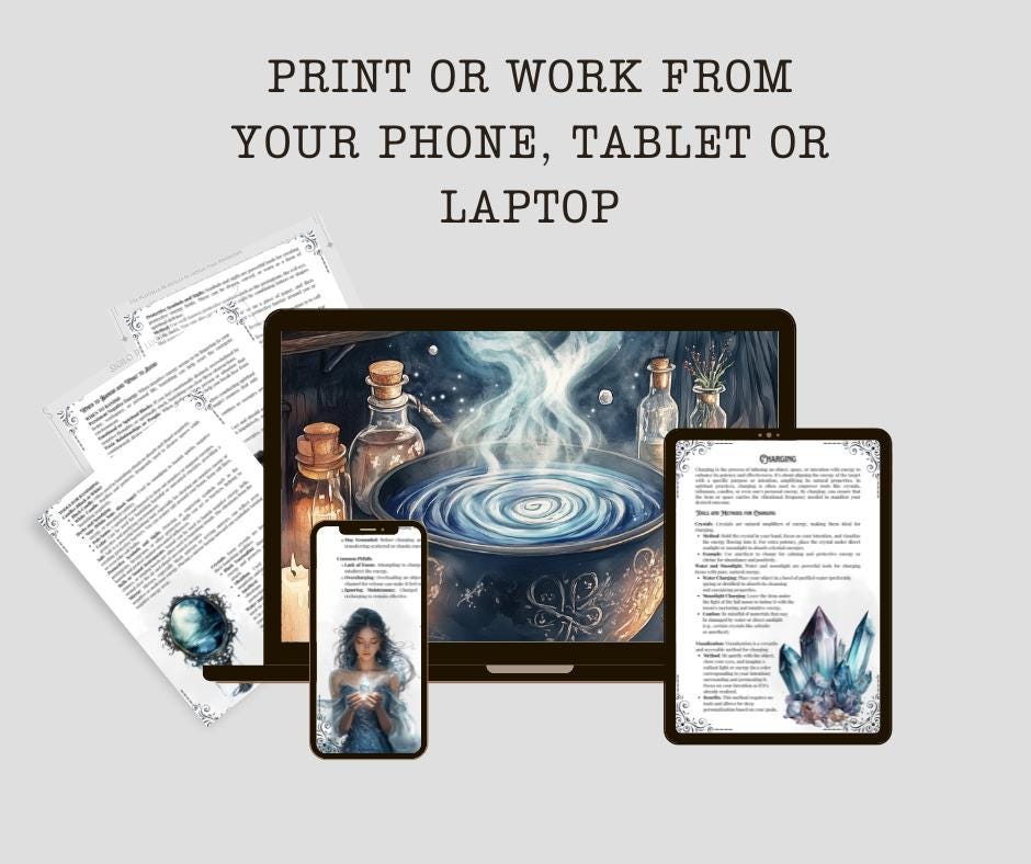 The Big Four. Cleansing, Charging, Banishing & Protection. Grimoire pages. Printable.