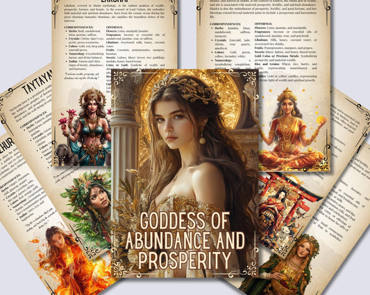 Goddess of abundance and prosperity. Beautiful pages for your Grimoire or Book Of Shadows. Printable.