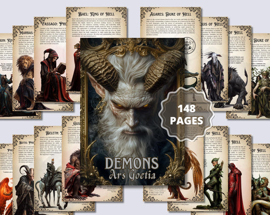 Ars Goetia Demons. 72 Demons. 148 pages. Grimoire Printable Pages. Demonology