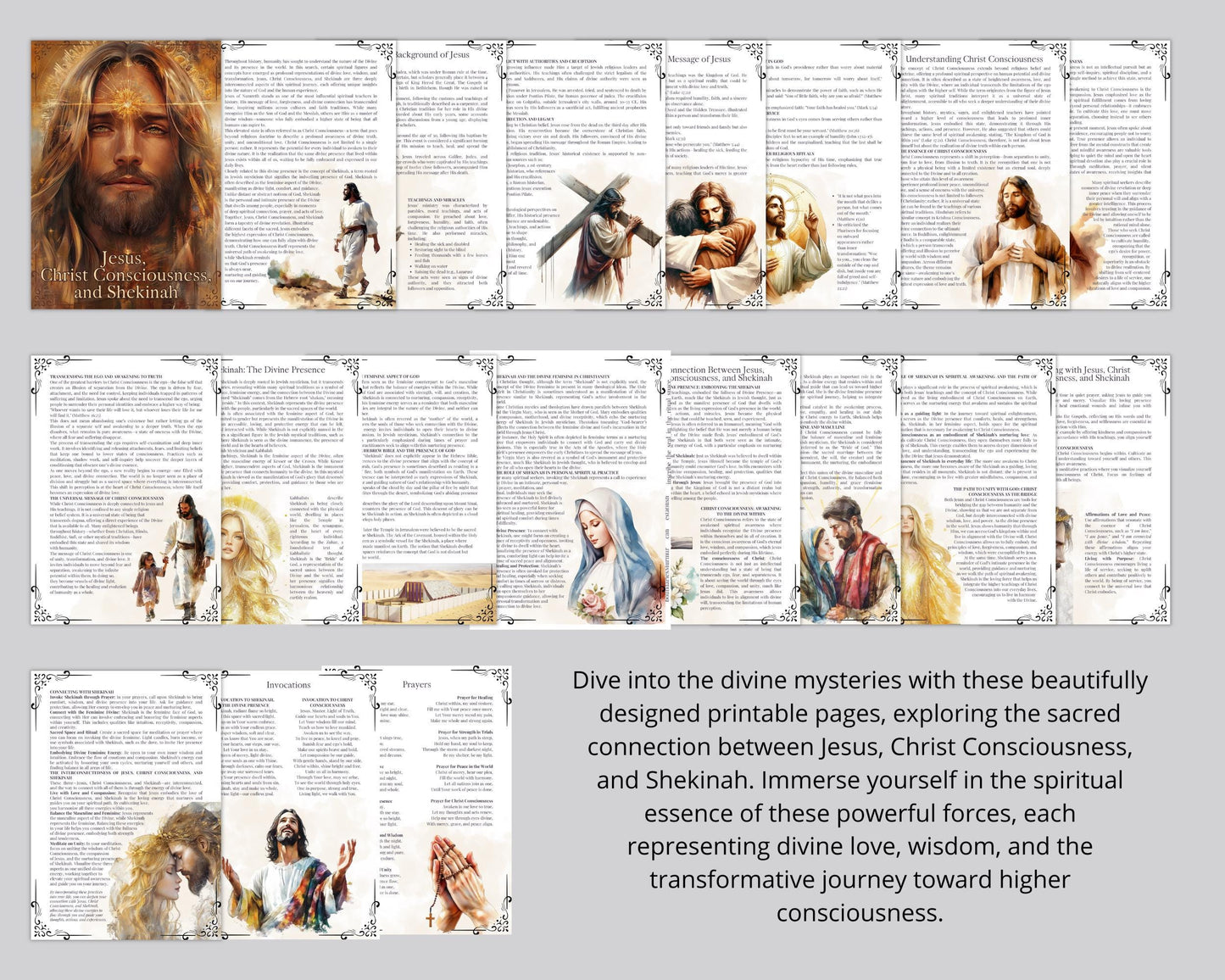 Jesus, Christ Consciousness, and Shekinah. Beautiful printable pages.