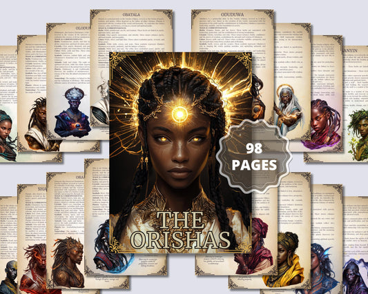 The Orishas Bundle. 83 Gods and Goddesses. Beautiful pages for your Grimoire or Book Of Shadows. Printable