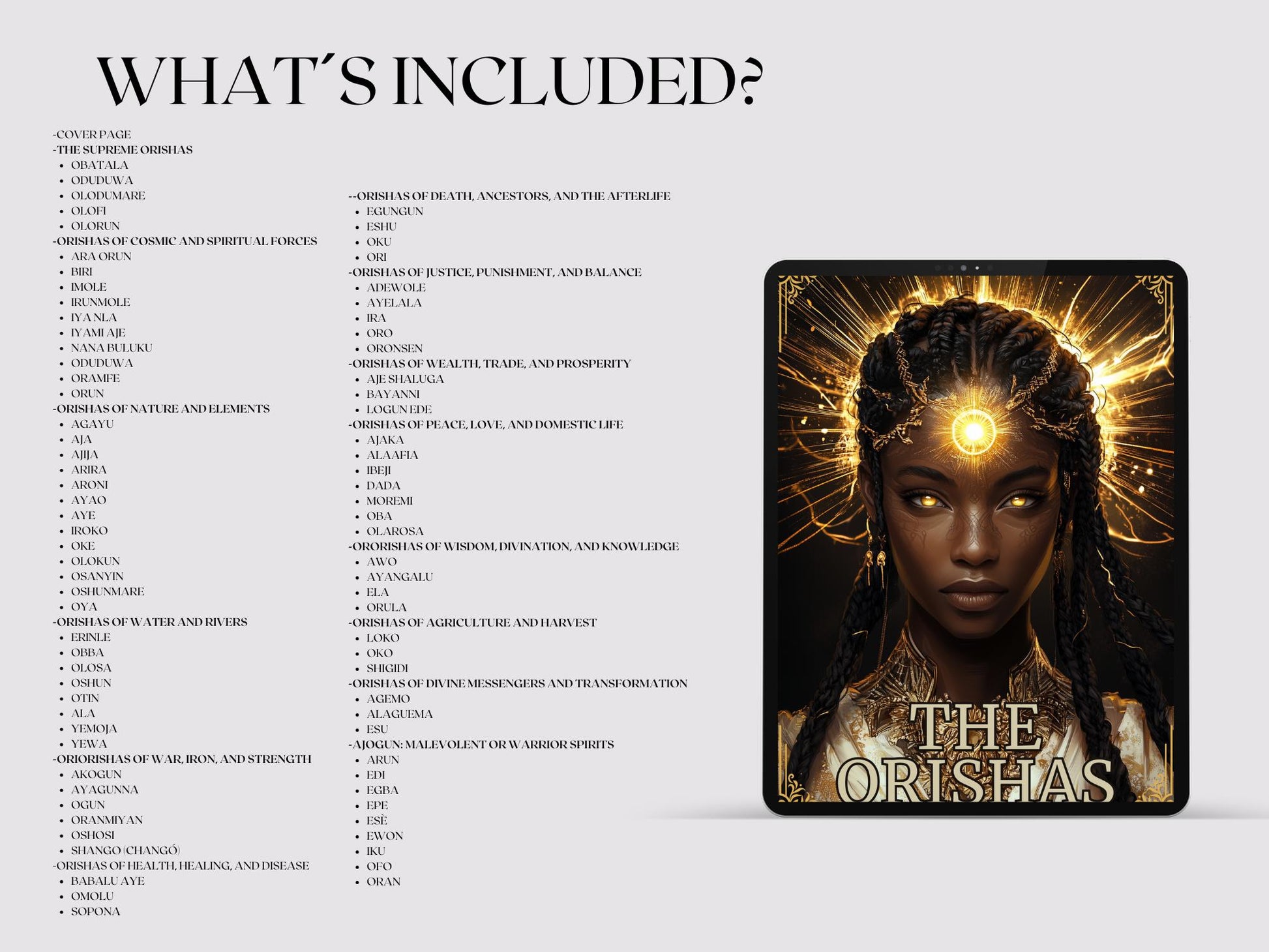 The Orishas Bundle. 83 Gods and Goddesses. Beautiful pages for your Grimoire or Book Of Shadows. Printable