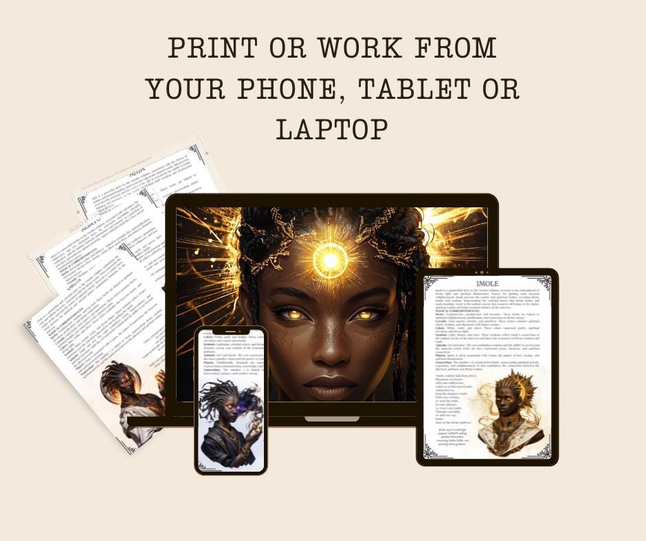 The Orishas Bundle. 83 Gods and Goddesses. Beautiful pages for your Grimoire or Book Of Shadows. Printable