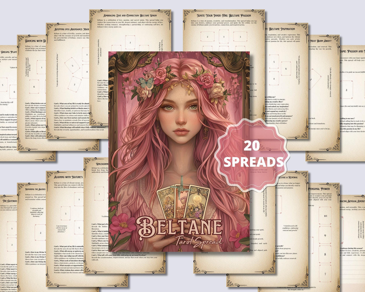 Beltane Tarot Spread Journal. 20 Tarot Spreads to Embrace the Energy of the Sabbat. Printable