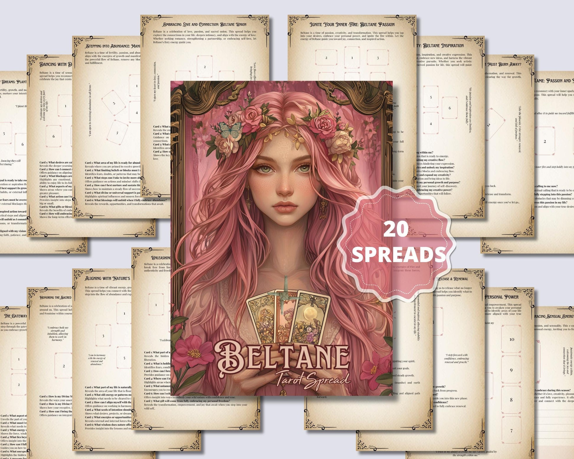 Beltane Tarot Spread Journal. 20 Tarot Spreads to Embrace the Energy of the Sabbat. Printable