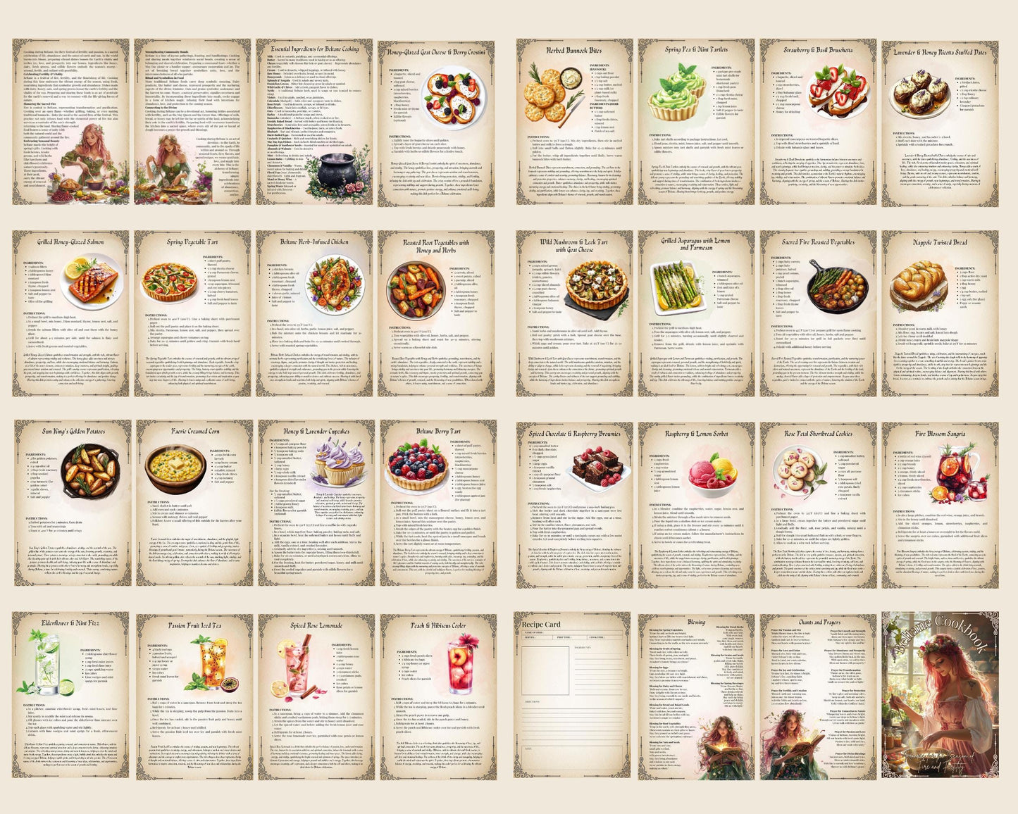 Beltane Cookbook Basic Guide. 25 Recipes for the Season of Rebirth and Fertility. Printable