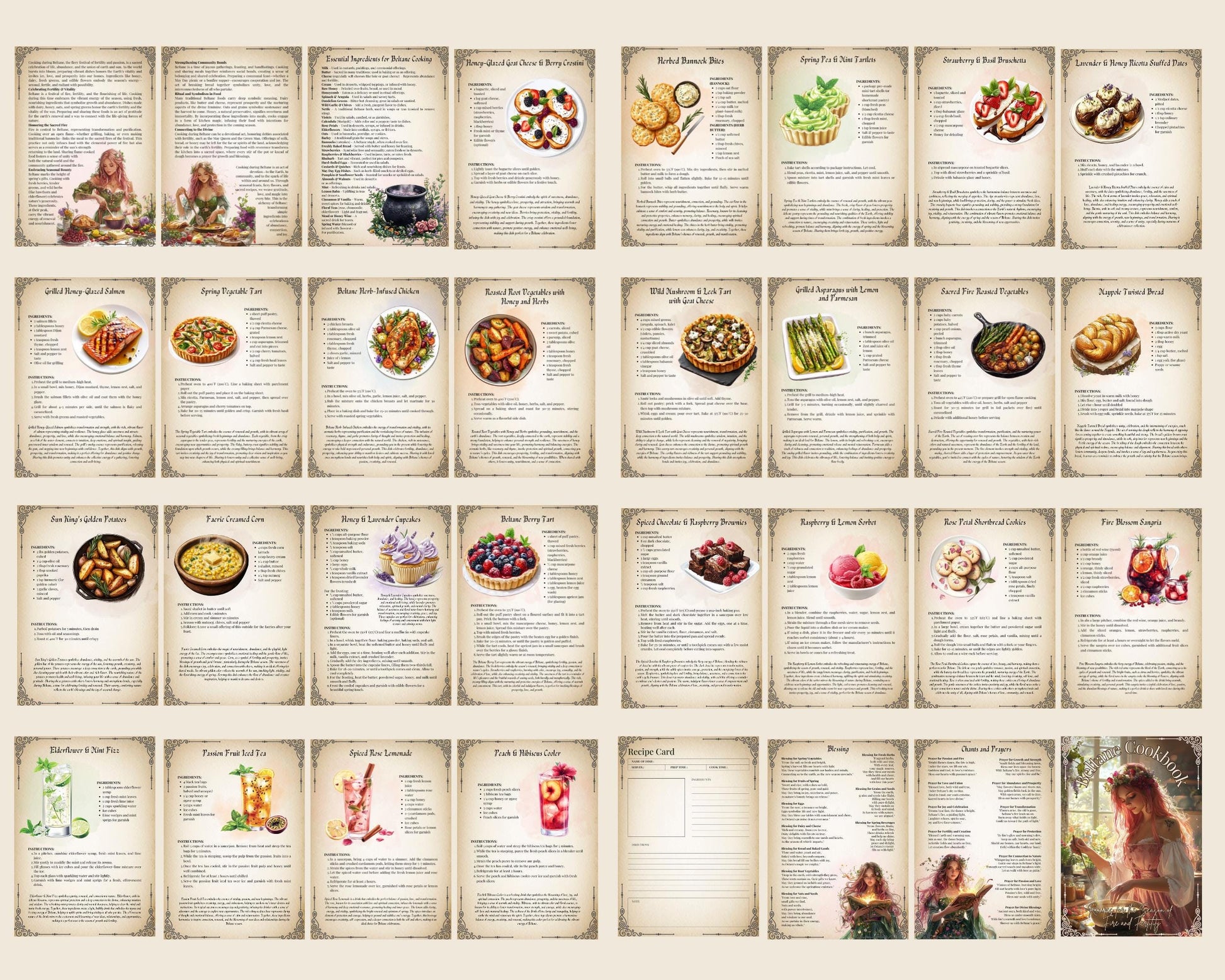 Beltane Cookbook Basic Guide. 25 Recipes for the Season of Rebirth and Fertility. Printable