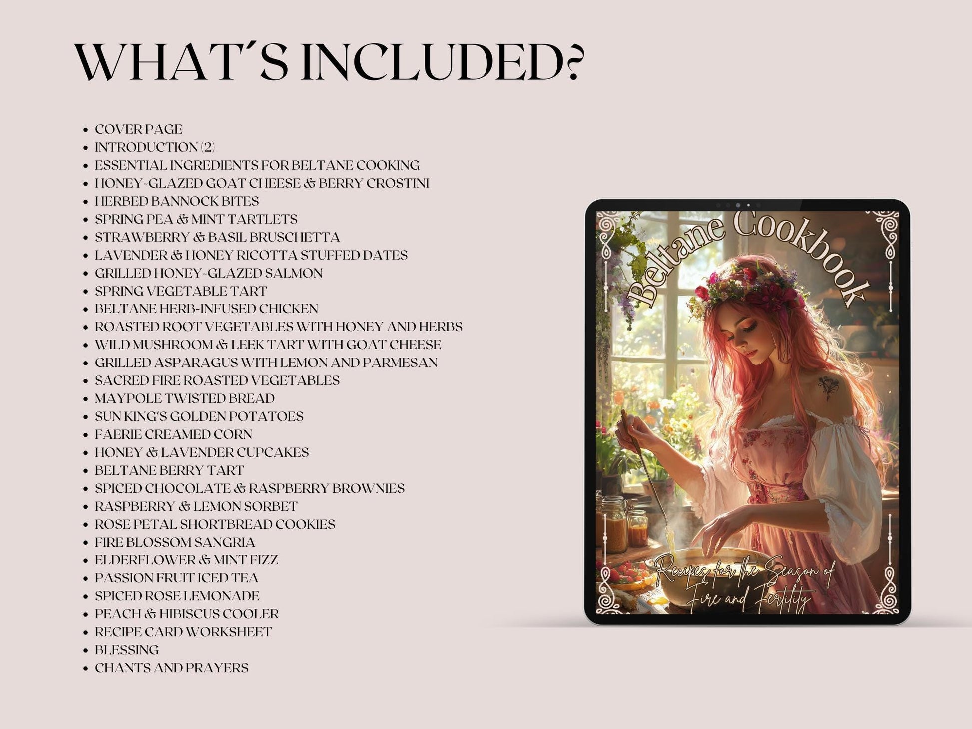 Beltane Cookbook Basic Guide. 25 Recipes for the Season of Rebirth and Fertility. Printable