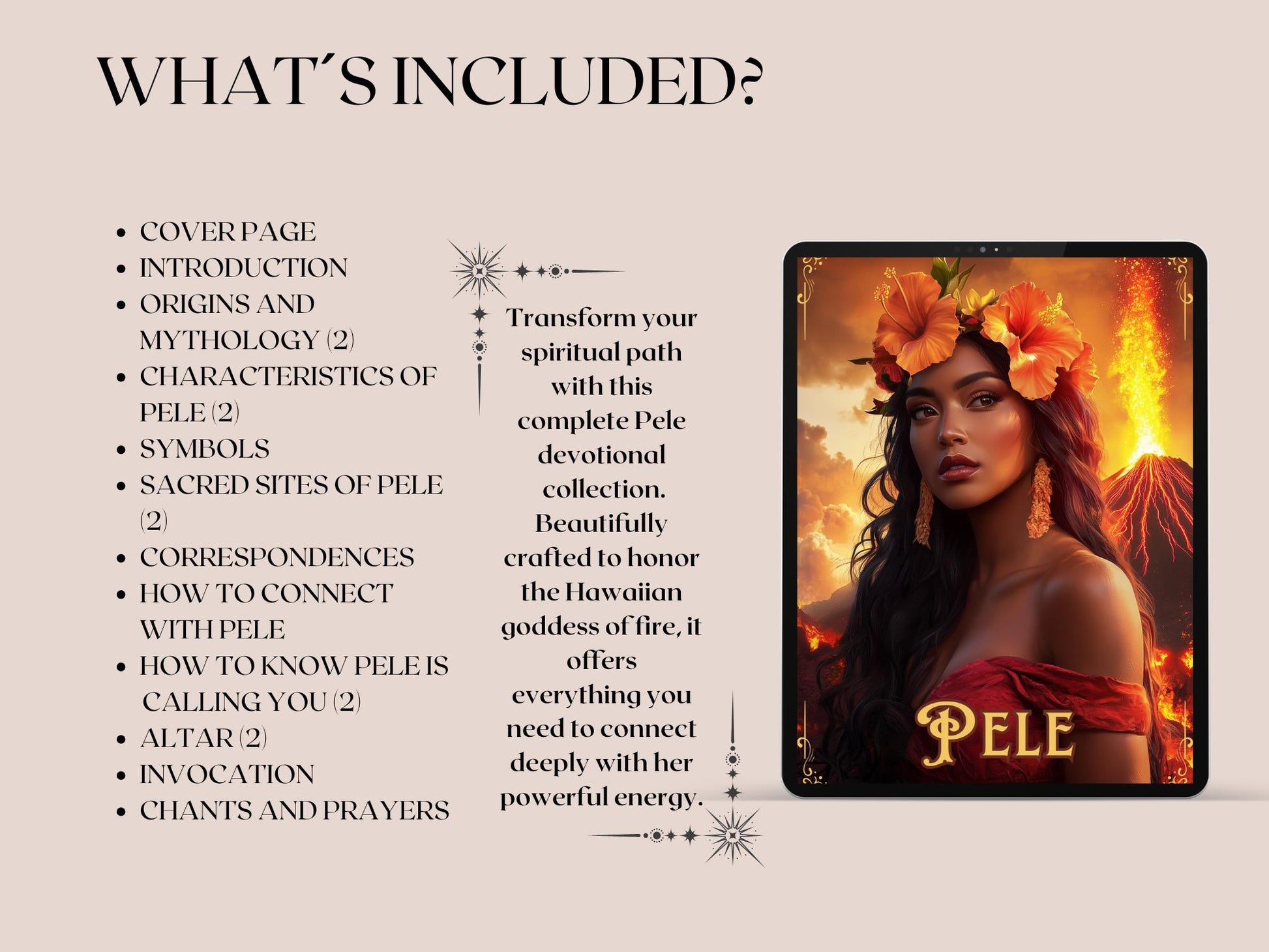 Pele, the Hawaiian goddess of fire, volcanoes, and transformation. Printable