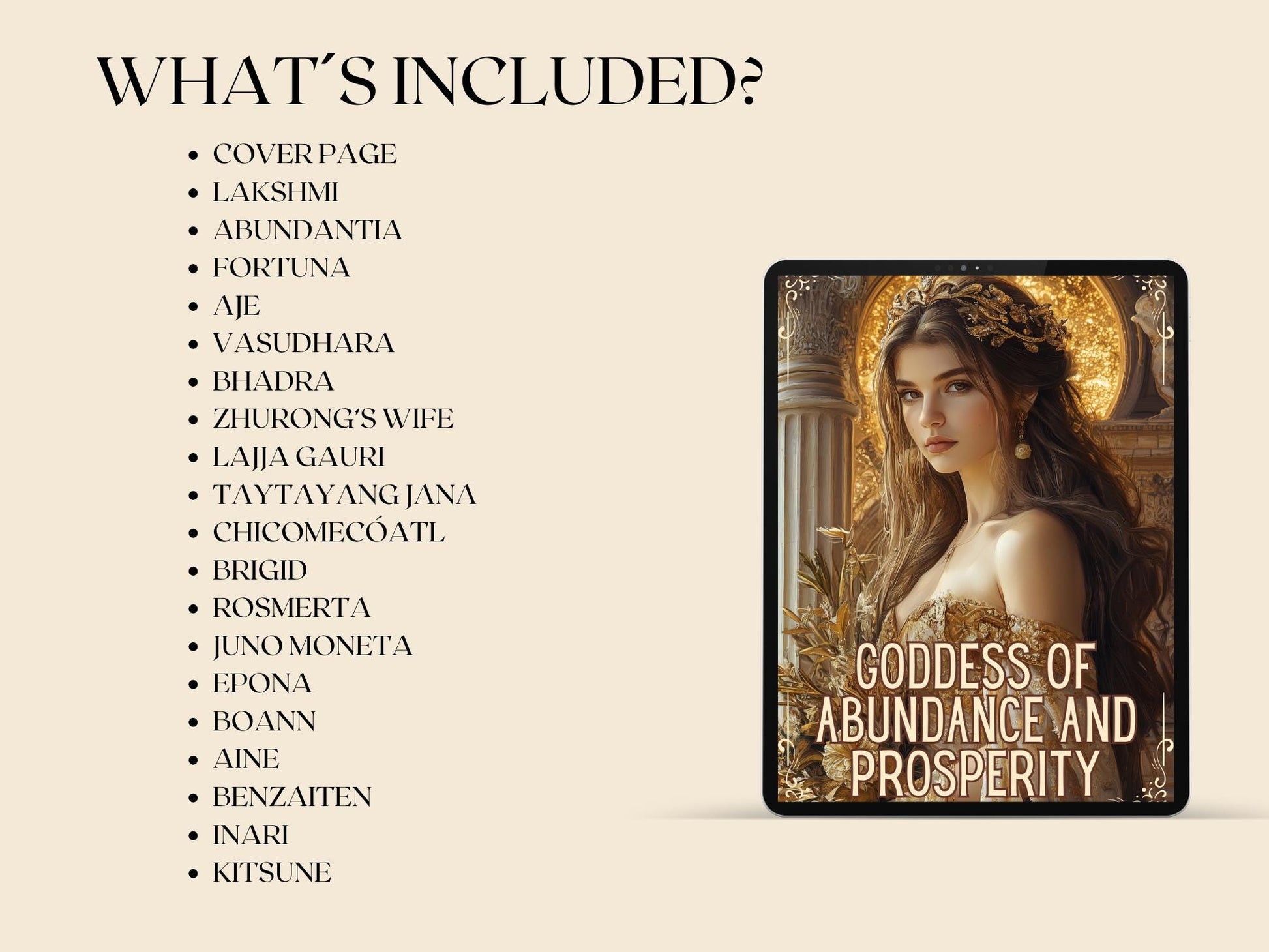 Goddess of abundance and prosperity. Beautiful pages for your Grimoire or Book Of Shadows. Printable.