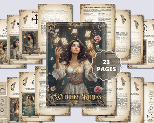 Witches Rune Bundle. Printable Grimoire Pages & Rune Magic Cards. Gorgeous, ready-to-print pages for your Grimoire or Book of Shadows.