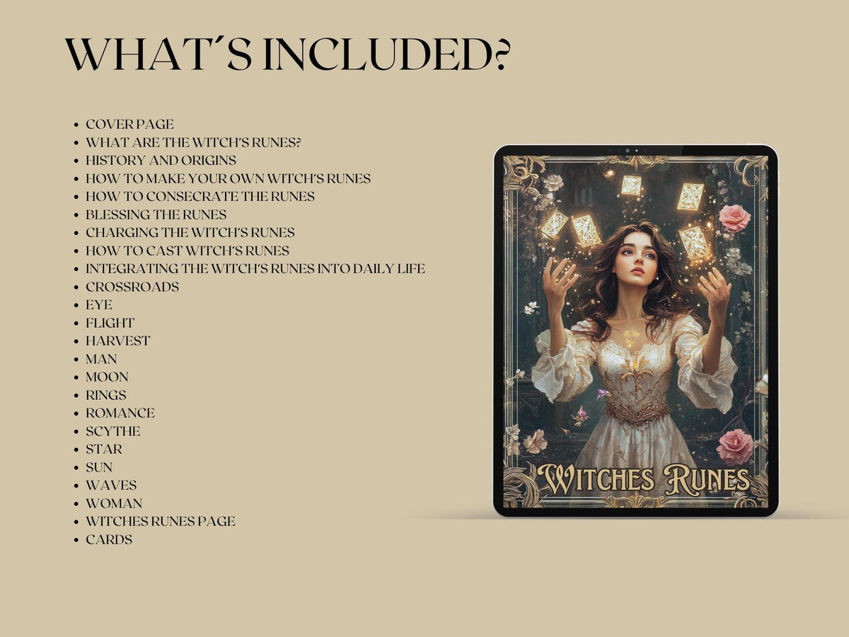 Witches Rune Bundle. Printable Grimoire Pages & Rune Magic Cards. Gorg ...