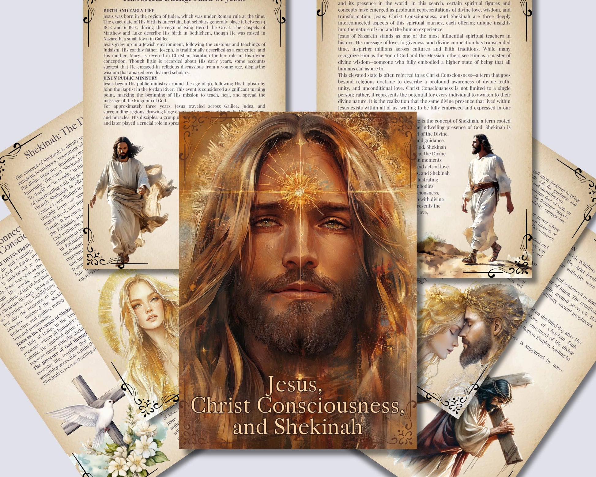 Jesus, Christ Consciousness, and Shekinah. Beautiful printable pages.