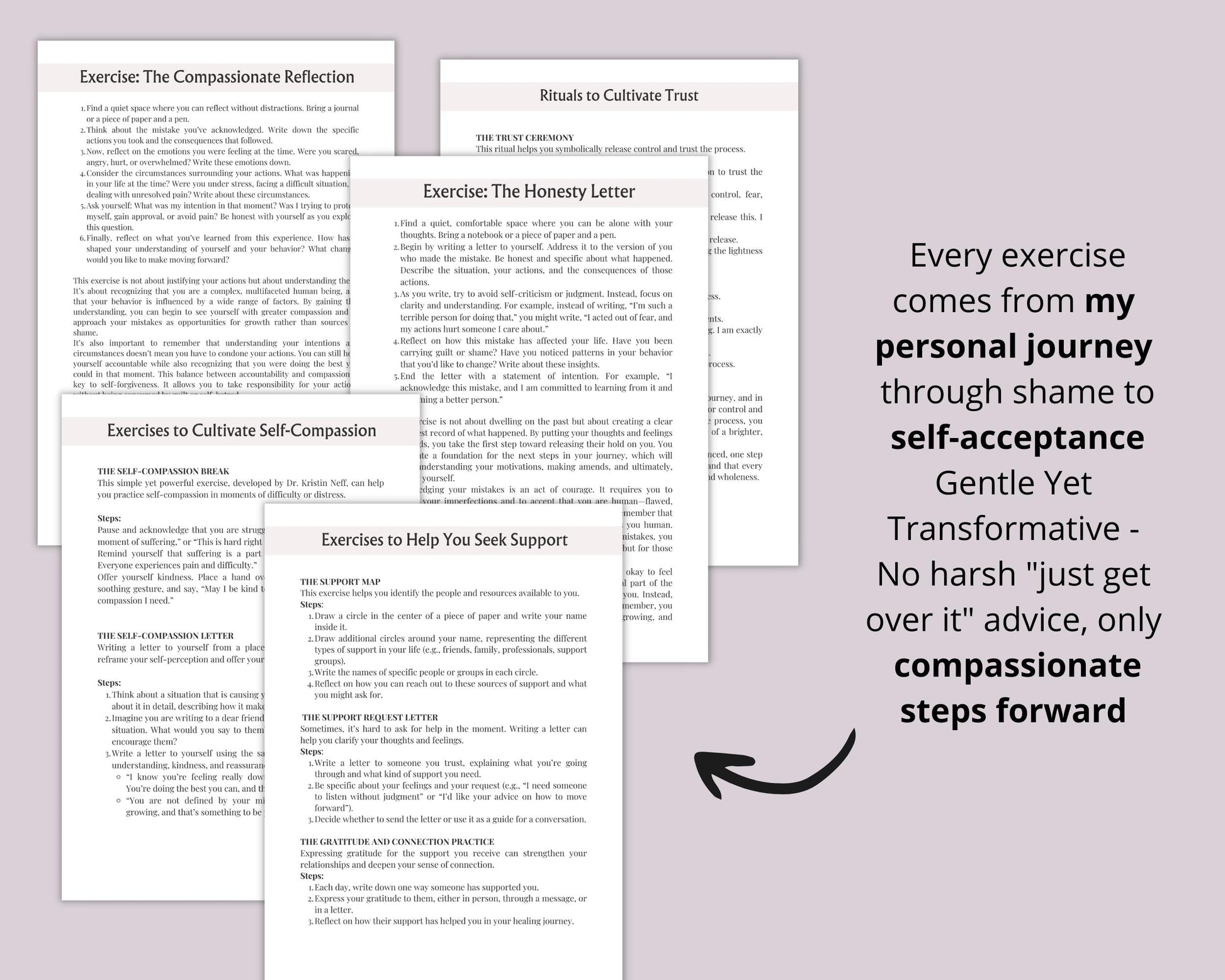 Guide to Forgiving Yourself for Past Mistakes: Exercises and Rituals to Heal. Printable.