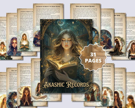 Akashic Records Grimoire – Printable Spiritual Guide | Past Lives, Soul Purpose, Healing & Meditation