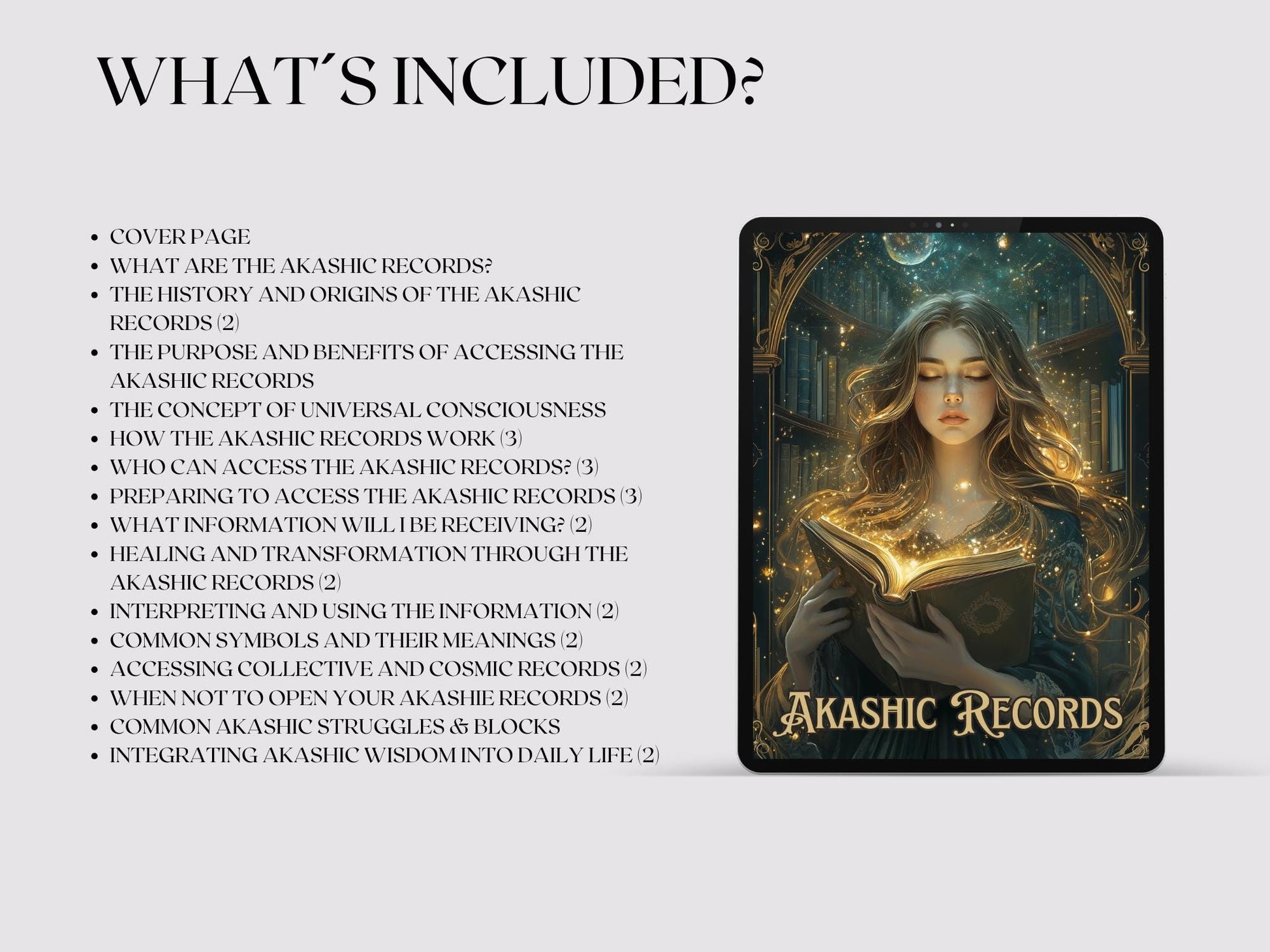 Akashic Records Grimoire – Printable Spiritual Guide | Past Lives, Soul Purpose, Healing & Meditation