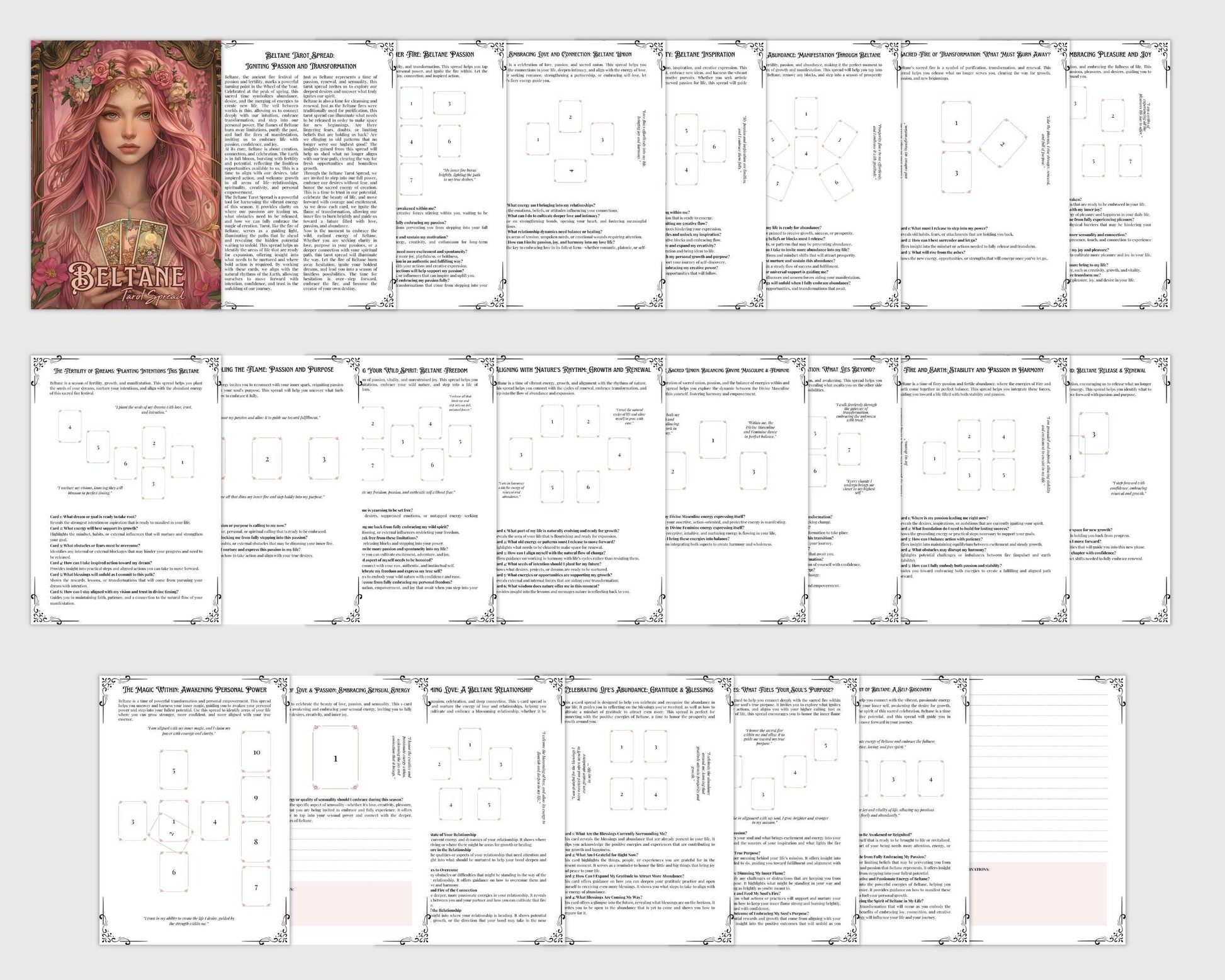 Beltane Tarot Spread Journal. 20 Tarot Spreads to Embrace the Energy of the Sabbat. Printable