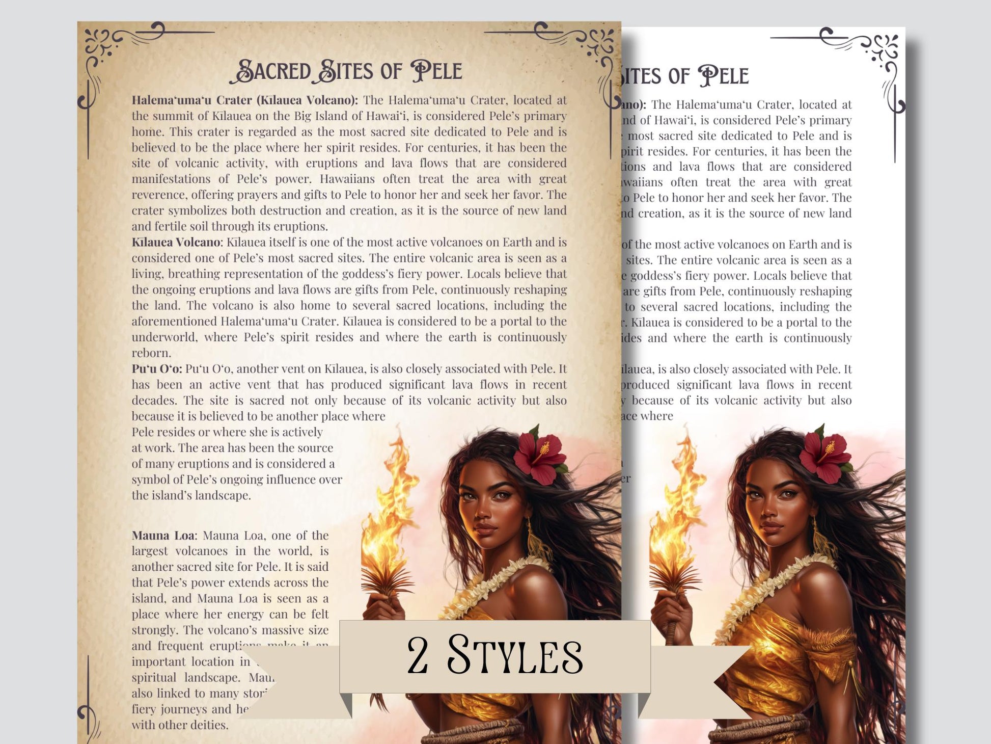 Pele, the Hawaiian goddess of fire, volcanoes, and transformation. Printable