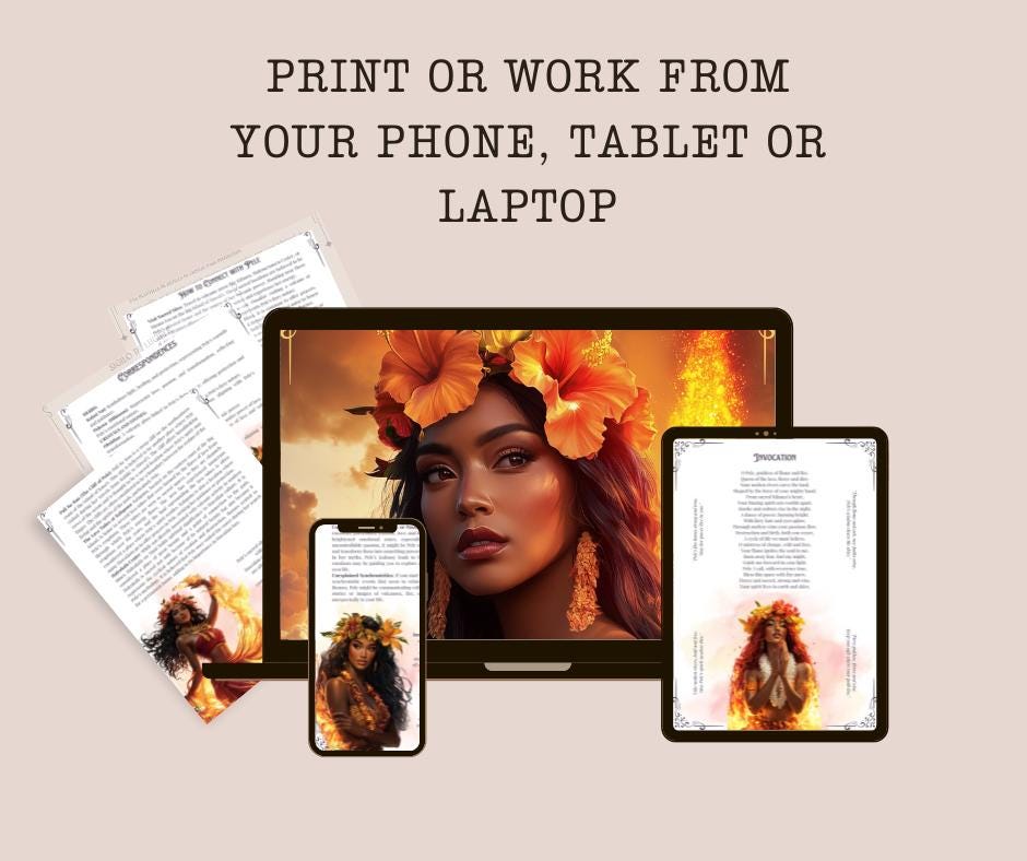 Pele, the Hawaiian goddess of fire, volcanoes, and transformation. Printable