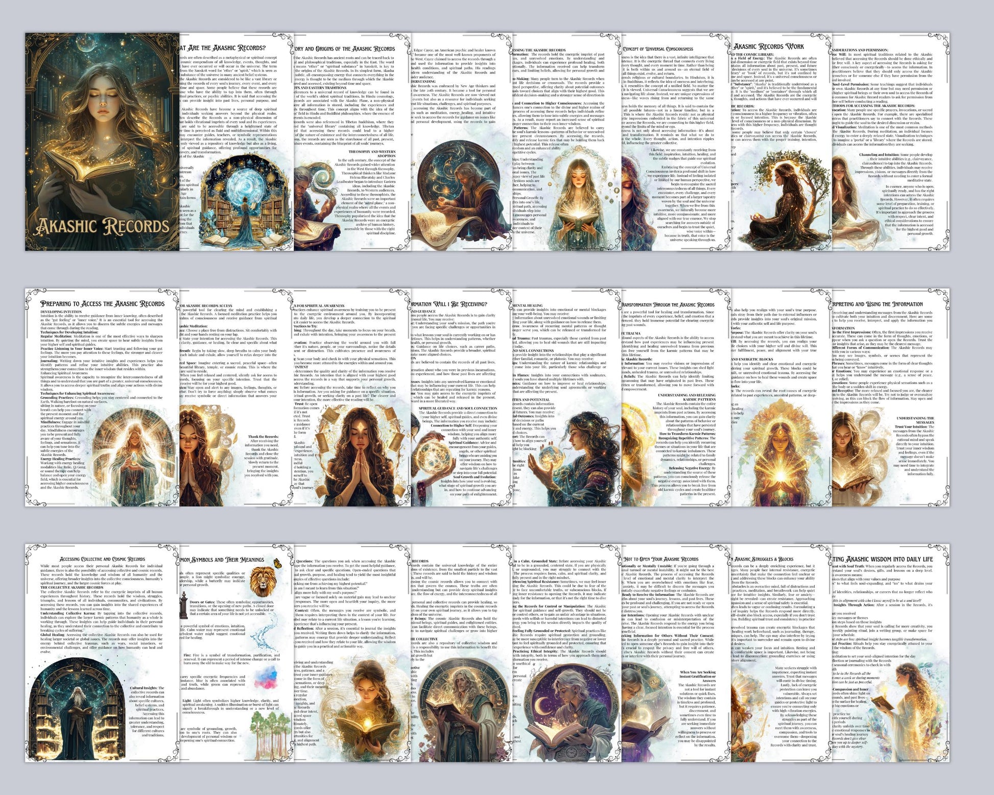 Akashic Records Grimoire – Printable Spiritual Guide | Past Lives, Soul Purpose, Healing & Meditation