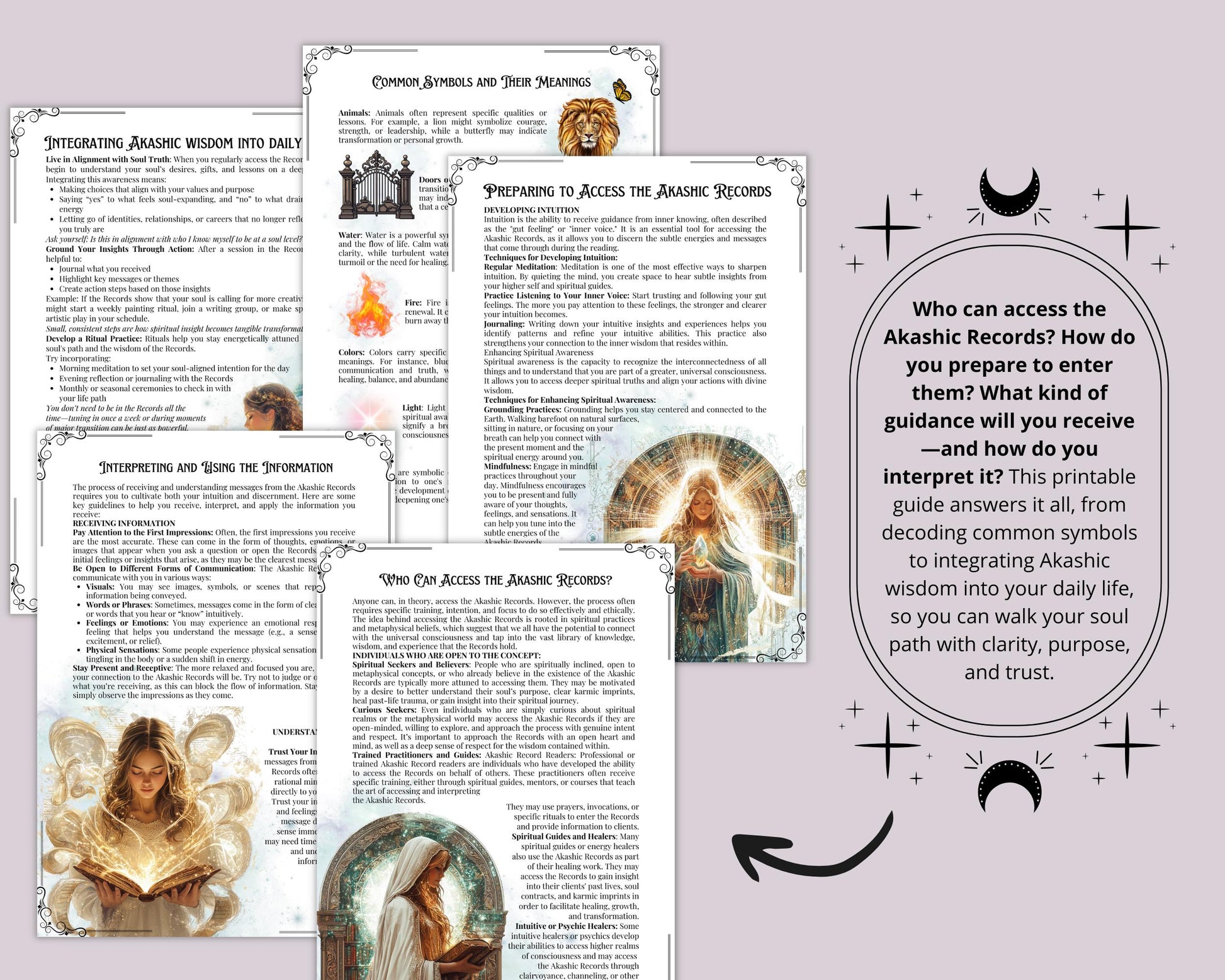Akashic Records Grimoire – Printable Spiritual Guide | Past Lives, Soul Purpose, Healing & Meditation