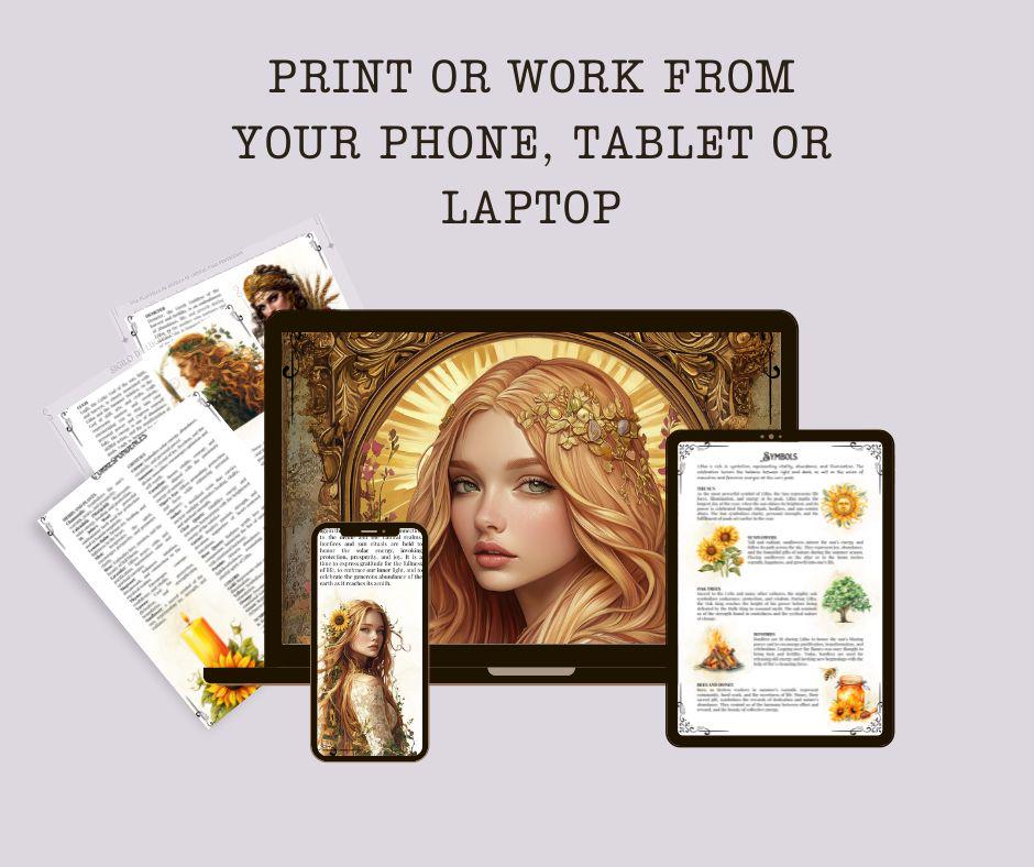 Litha. Beautiful pages for your Grimoire or Book Of Shadows. Printable. Litha Sabbat.