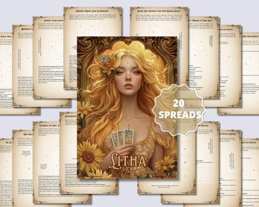 Litha Tarot Spread Journal. 20 Tarot Spreads to Embrace the Energy of the Sabbat. Printable
