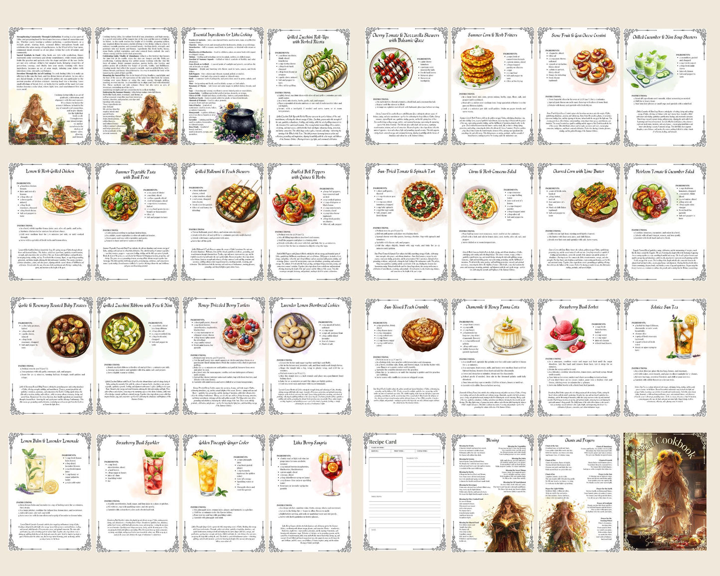 Litha Cookbook Basic Guide. 25 Recipes for the Season of Sun and Abundance. Printable