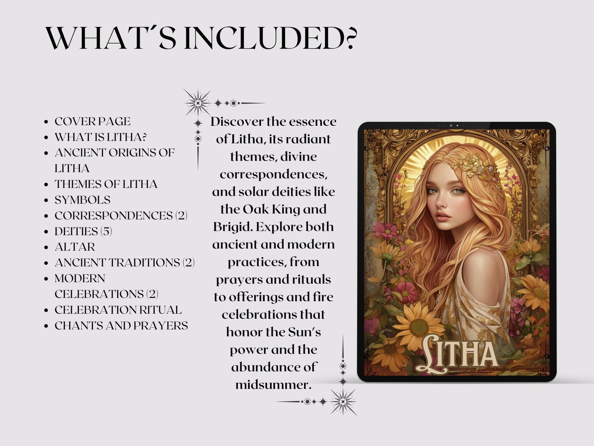 Litha. Beautiful pages for your Grimoire or Book Of Shadows. Printable. Litha Sabbat.
