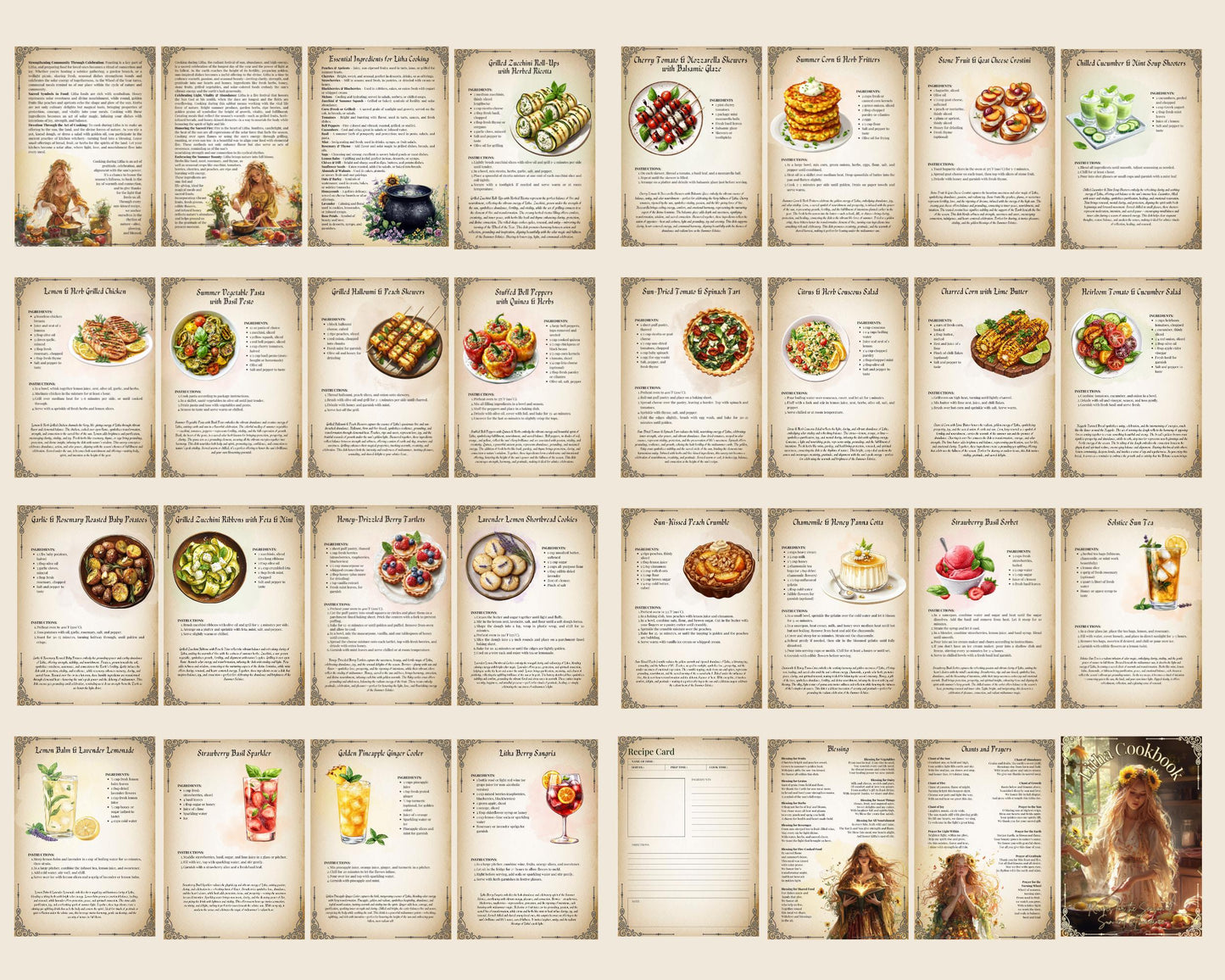 Litha Cookbook Basic Guide. 25 Recipes for the Season of Sun and Abundance. Printable