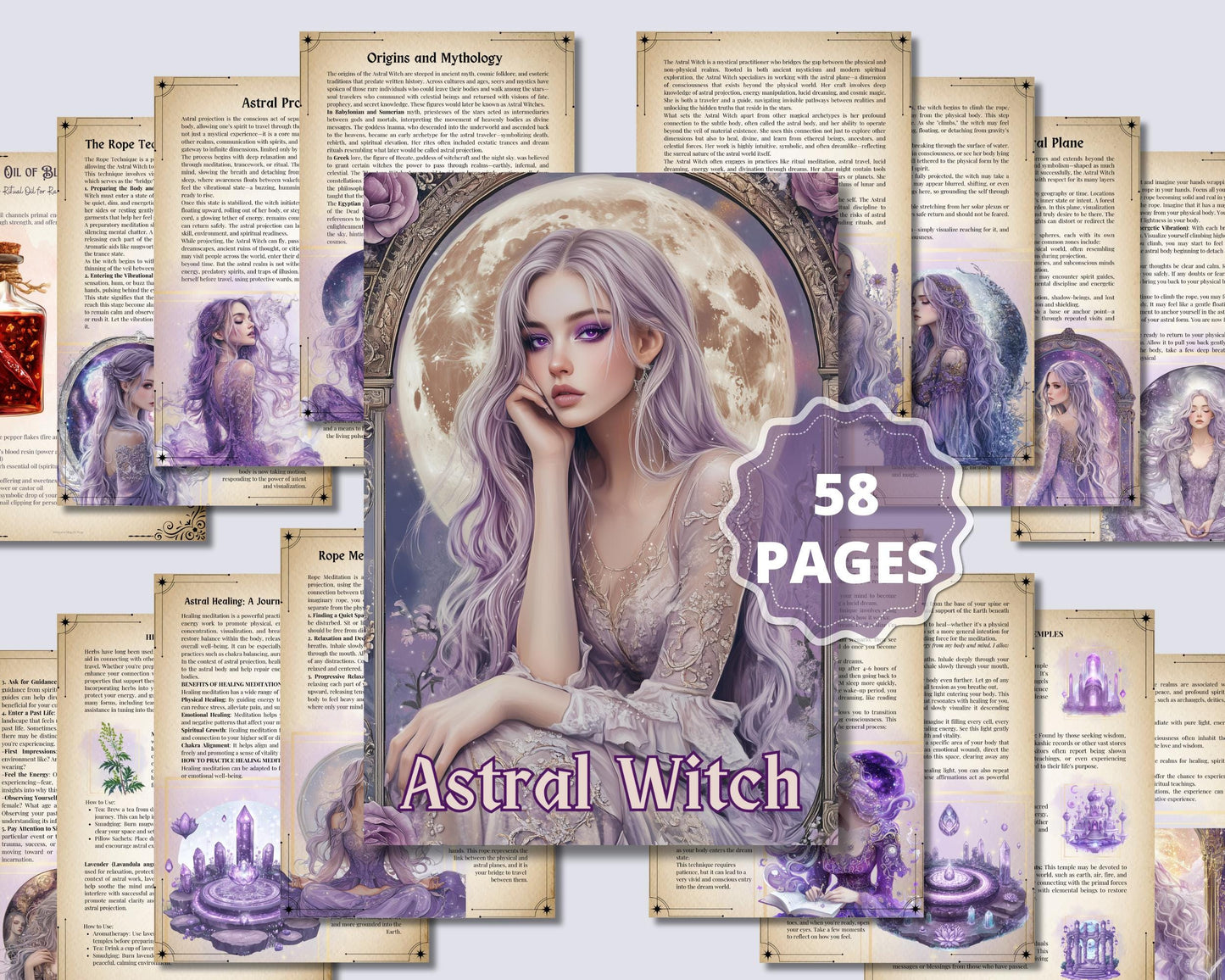 Astral Witch Bundle. Astral Projection, Past Lives, Energy Work, Lucid Dreaming, Meditations, worksheets, and More - Printable Pages