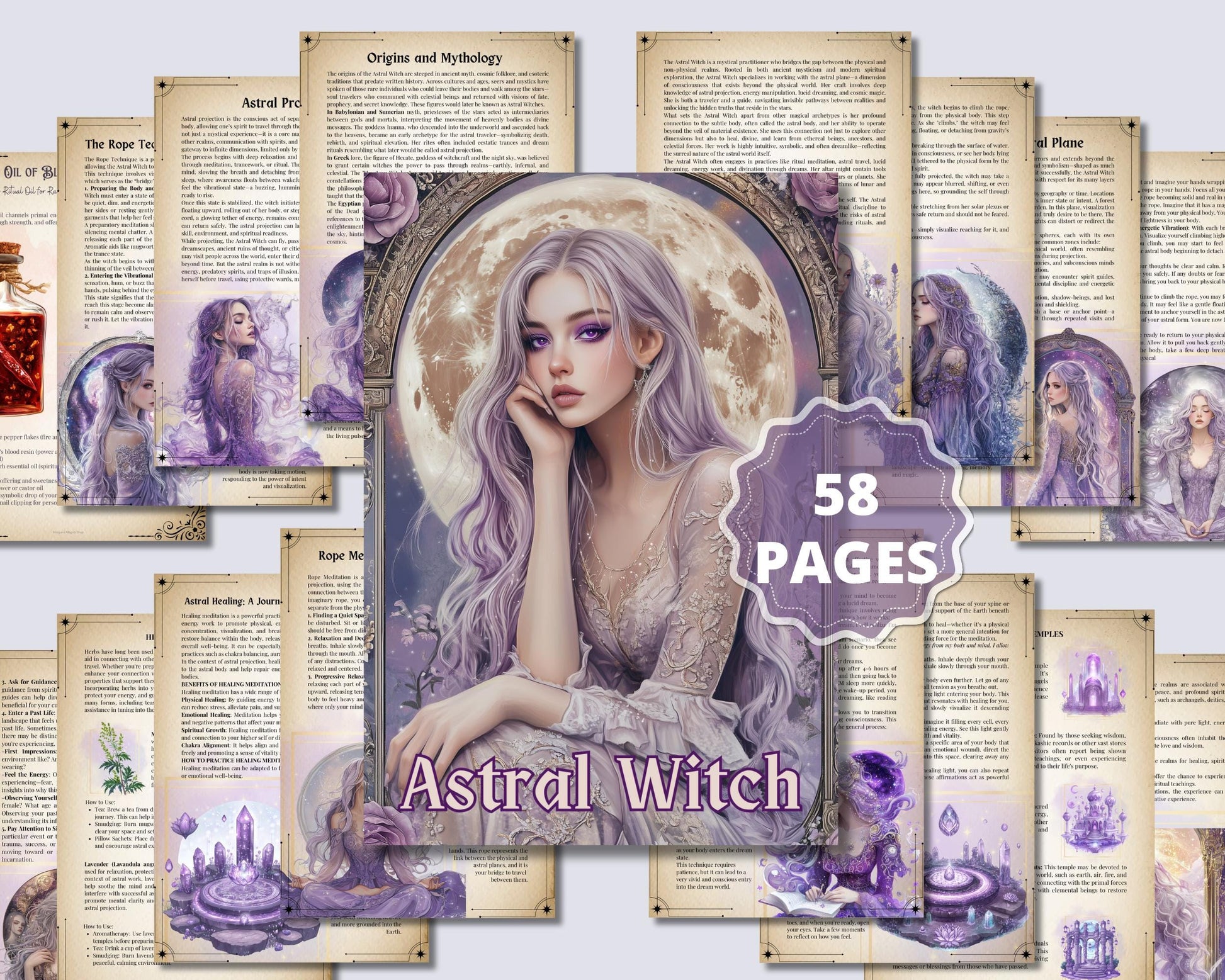 Astral Witch Bundle. Astral Projection, Past Lives, Energy Work, Lucid Dreaming, Meditations, worksheets, and More - Printable Pages