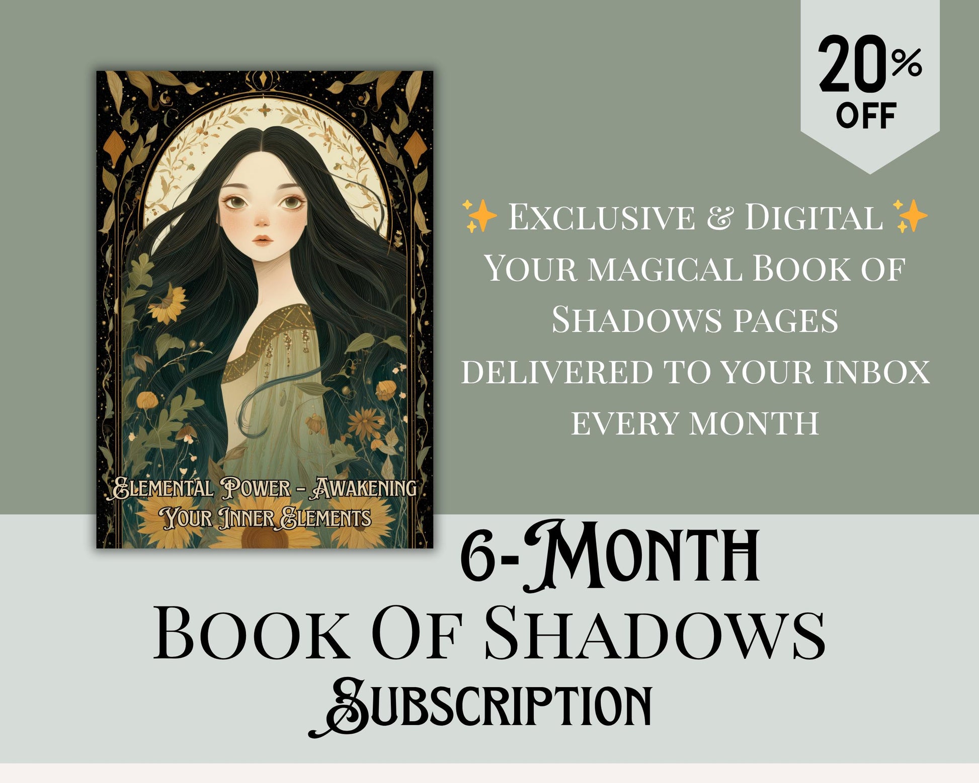 6 Months Book of Shadows Subscription | Limited Time Bundle, Magical Practices, Tarot, Journal Prompts, and More! - Printable Pages