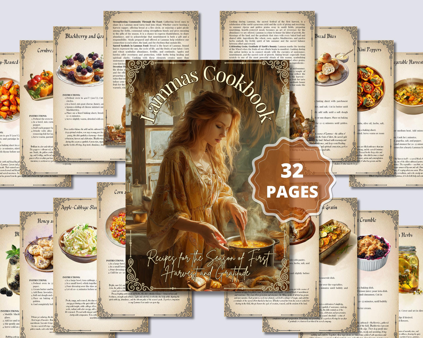 Lammas Cookbook Basic Guide. 25 Recipes for the Season of Sun and Abundance. Printable