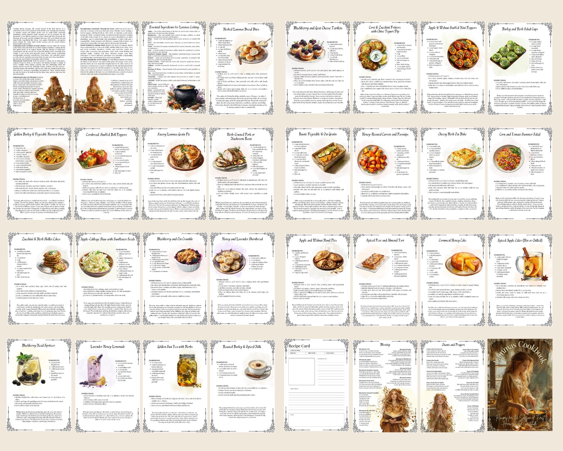 Lammas Cookbook Basic Guide. 25 Recipes for the Season of Sun and Abundance. Printable