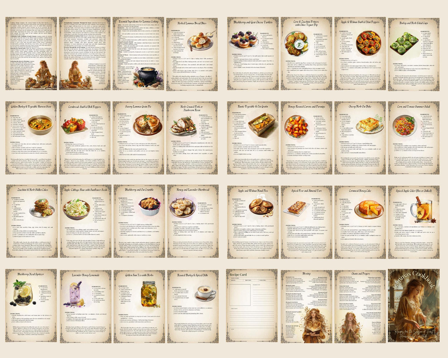 Lammas Cookbook Basic Guide. 25 Recipes for the Season of Sun and Abundance. Printable