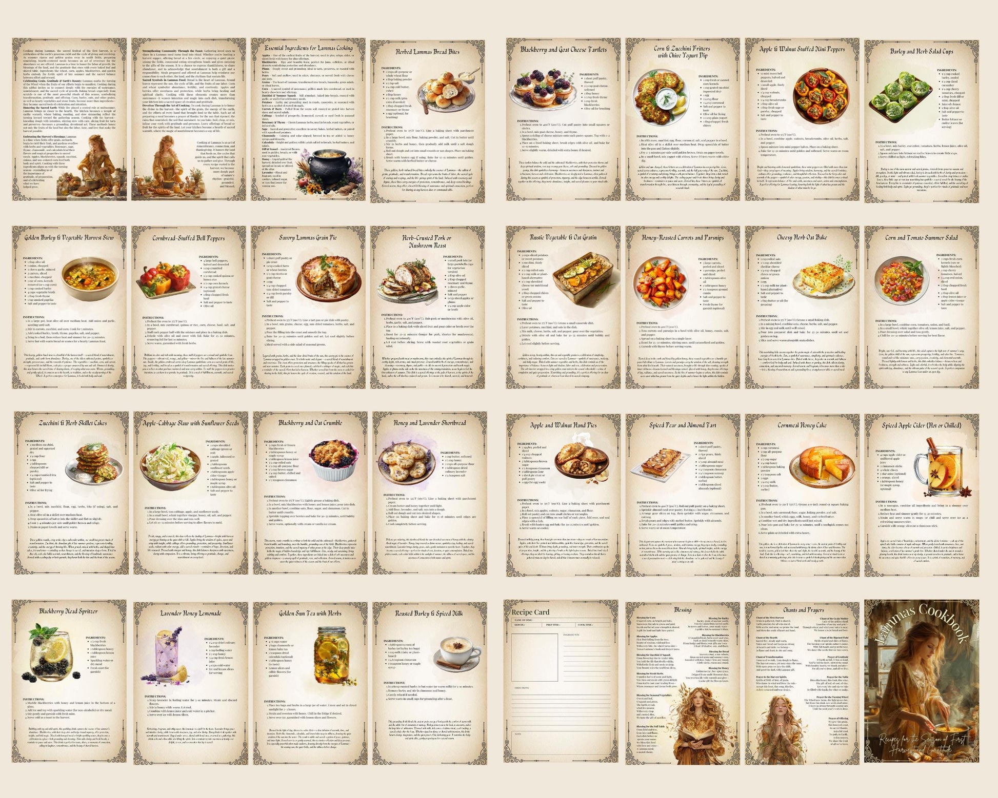 Lammas Cookbook Basic Guide. 25 Recipes for the Season of Sun and Abundance. Printable