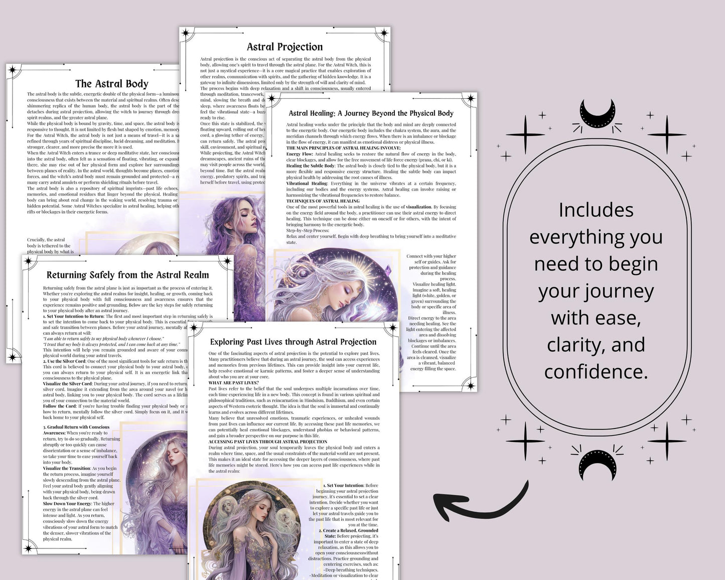 Astral Witch Bundle. Astral Projection, Past Lives, Energy Work, Lucid Dreaming, Meditations, worksheets, and More - Printable Pages