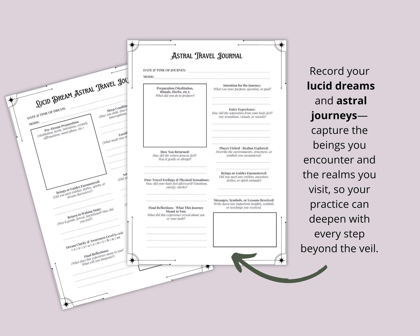 Astral Witch Bundle. Astral Projection, Past Lives, Energy Work, Lucid Dreaming, Meditations, worksheets, and More - Printable Pages