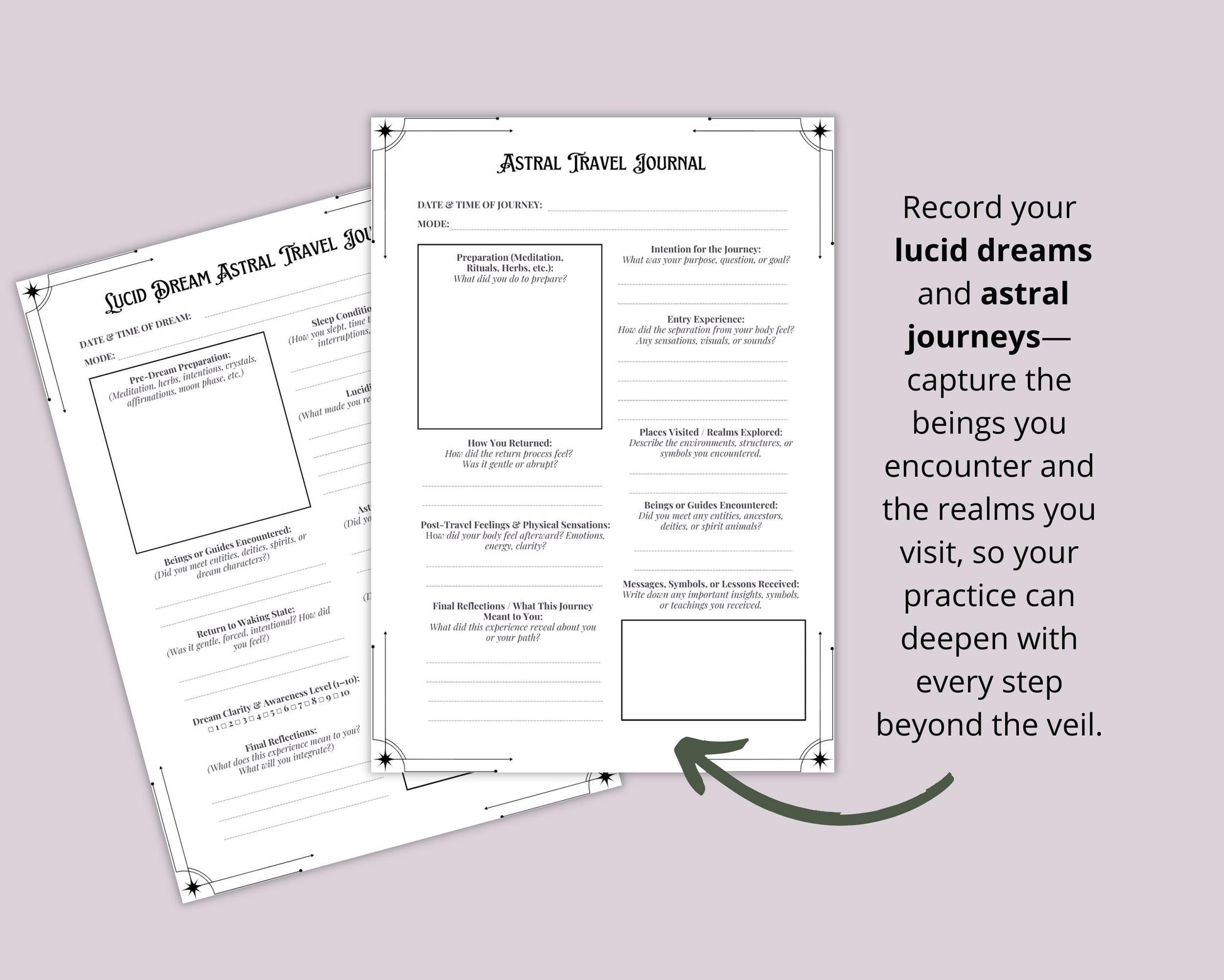 Astral Witch Bundle. Astral Projection, Past Lives, Energy Work, Lucid Dreaming, Meditations, worksheets, and More - Printable Pages