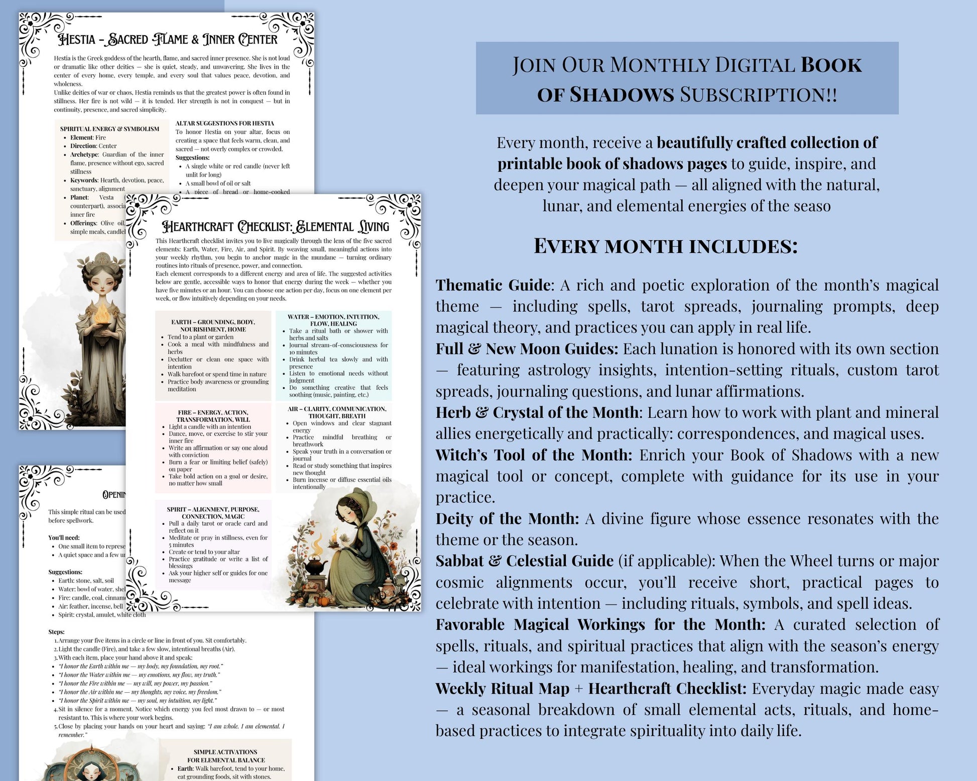 Annual Book of Shadows Subscription | Limited Time Bundle, Magical Practices, Tarot, Journal Prompts, and More! - Printable Pages