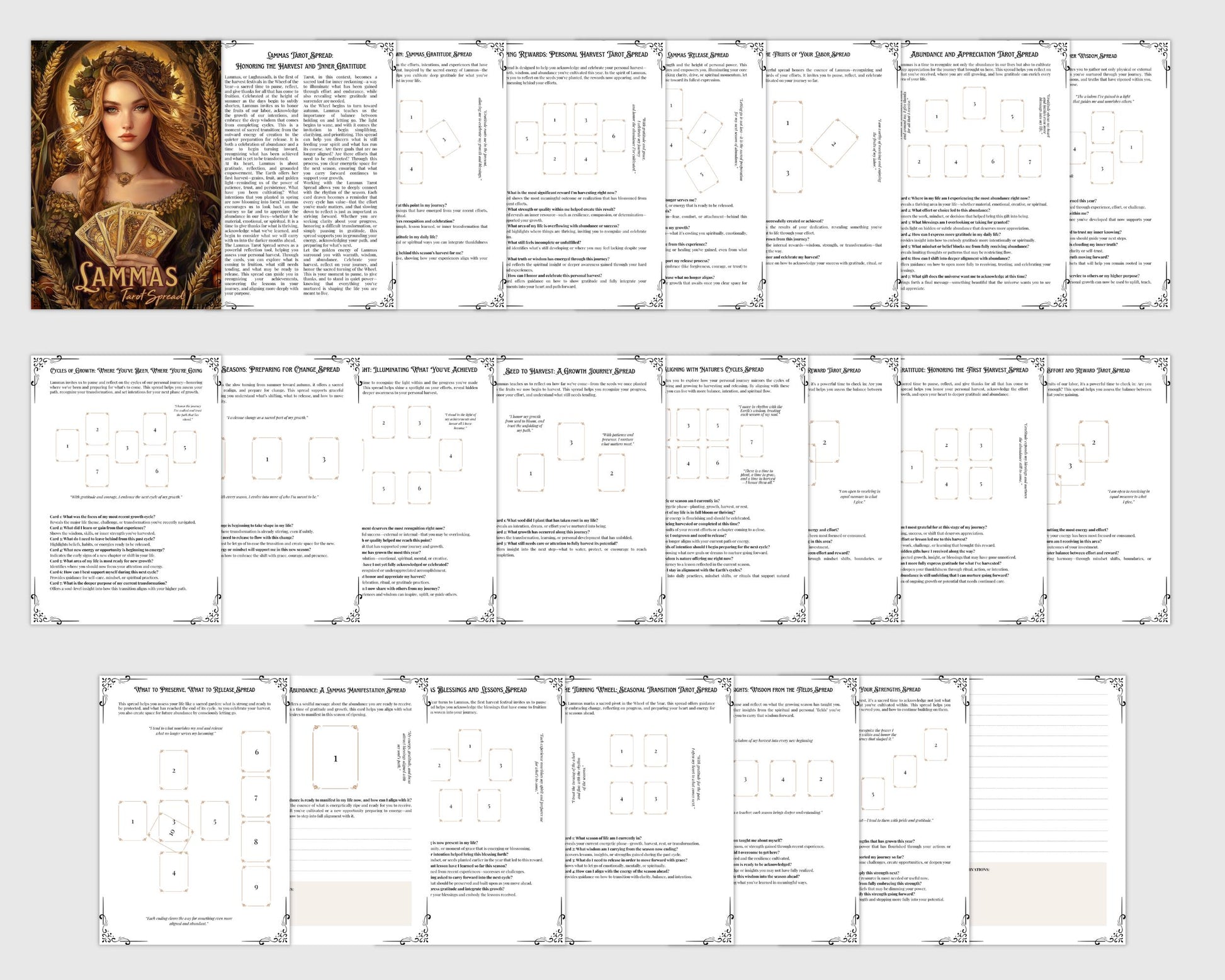 Lammas Tarot Spread Journal. 20 Tarot Spreads to Embrace the Energy of the Sabbat. Printable